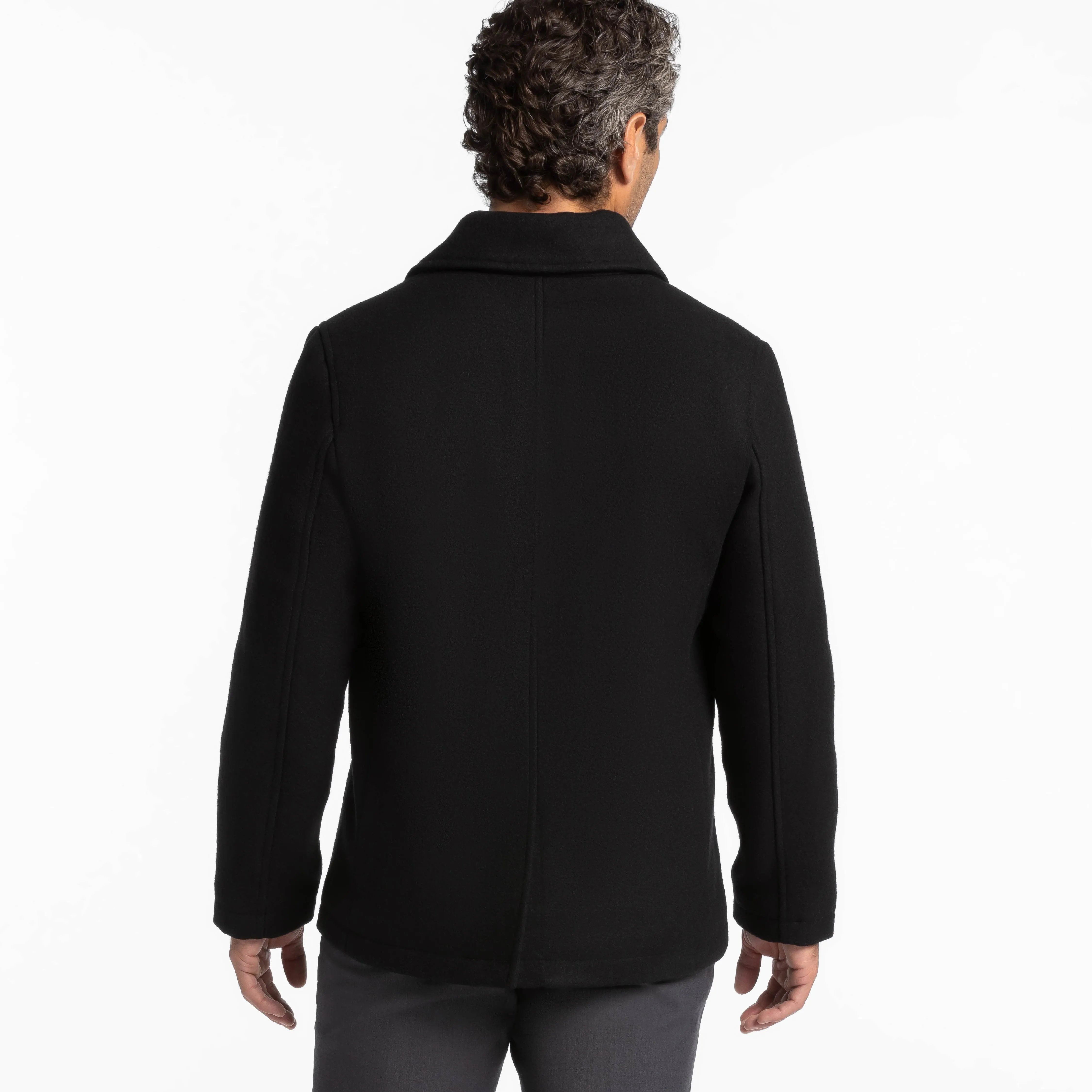 Black Double-Breasted Peacoat