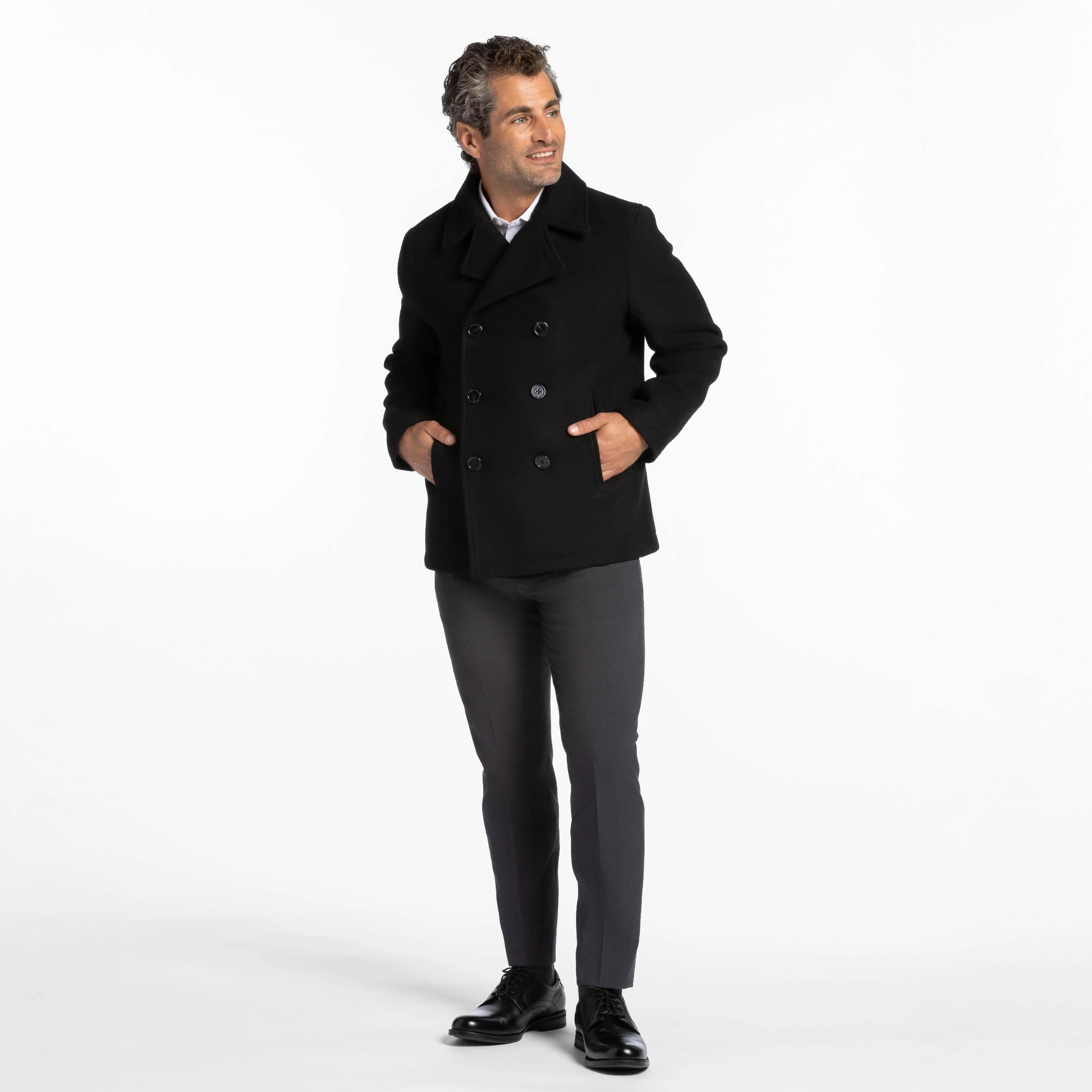 Black Double-Breasted Peacoat