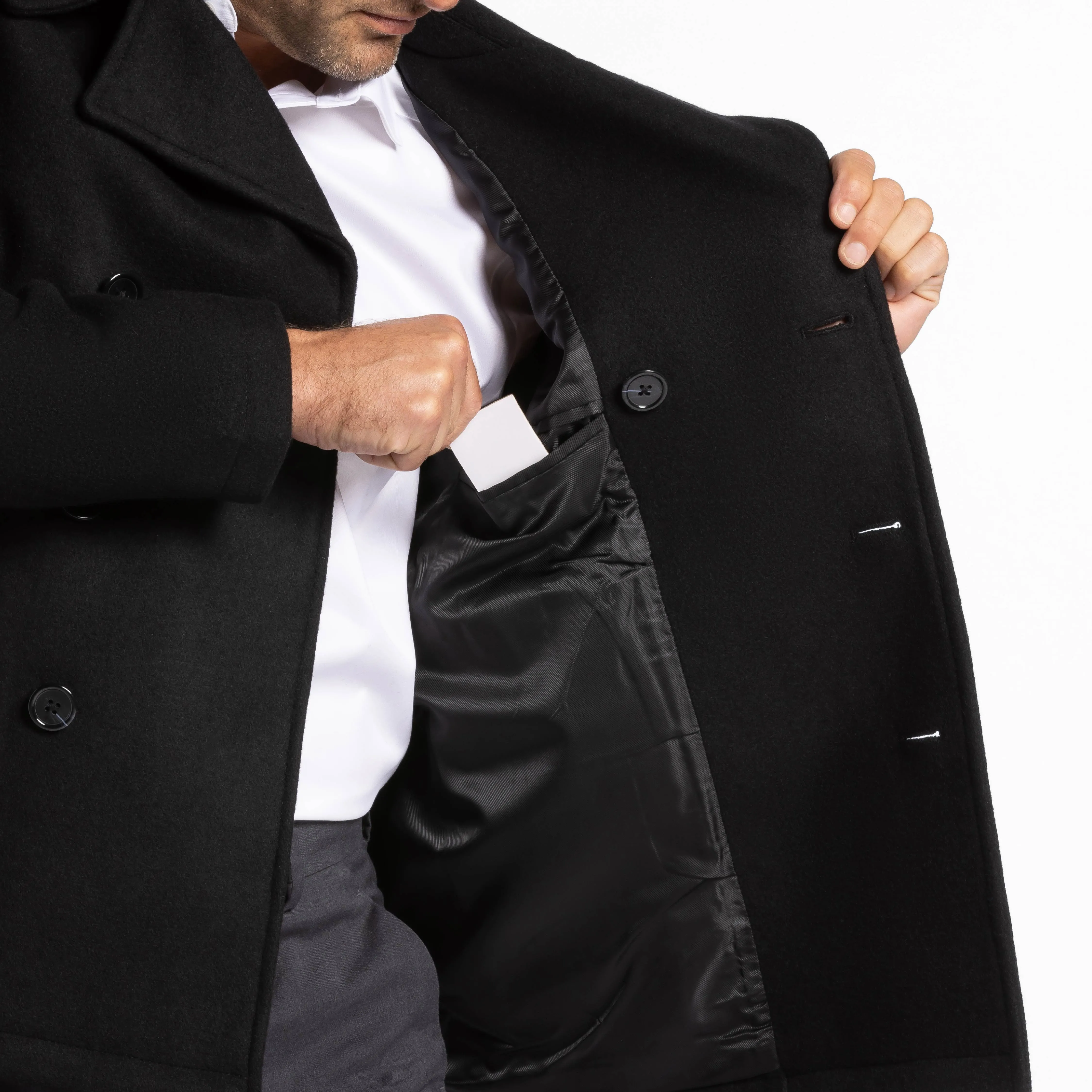Black Double-Breasted Peacoat