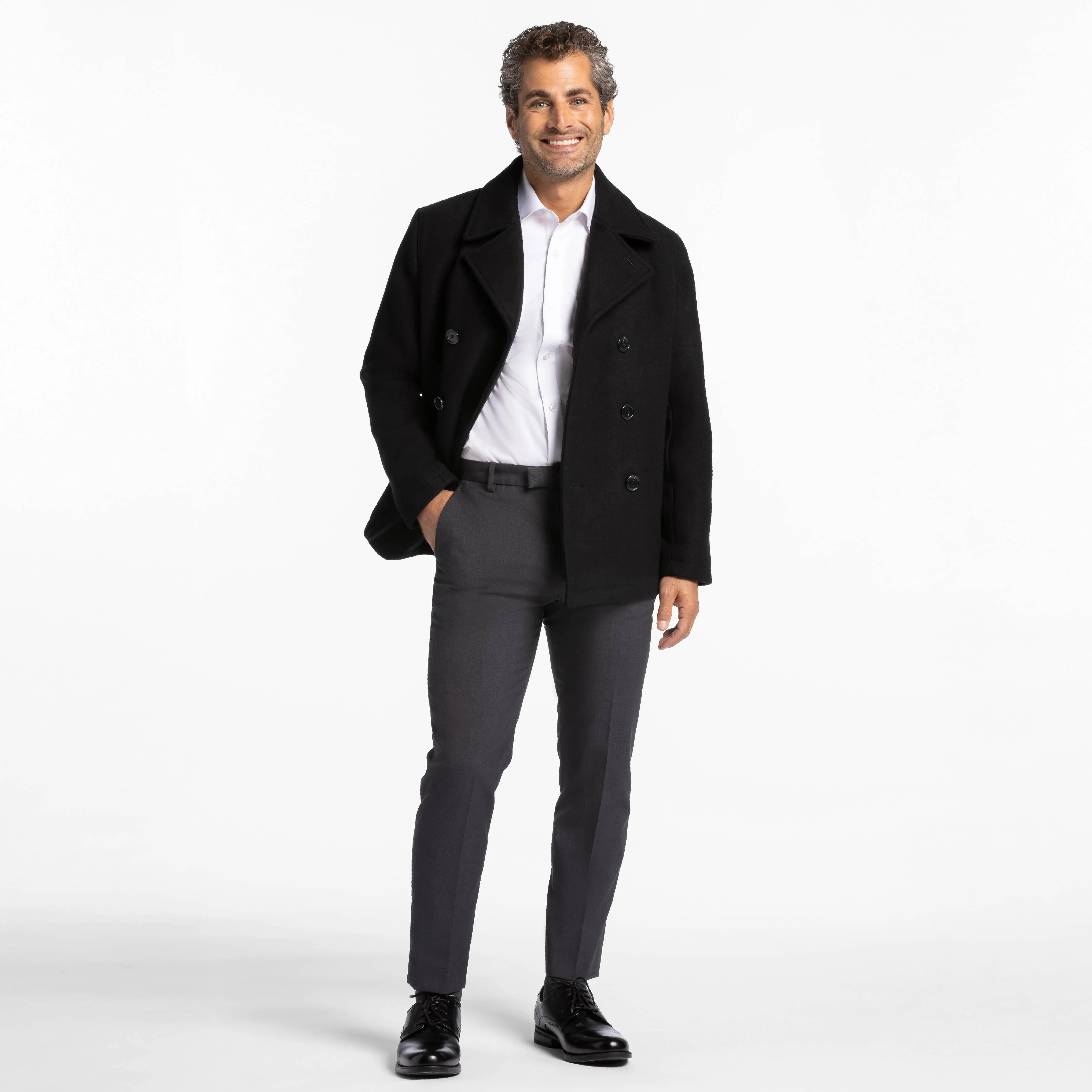 Black Double-Breasted Peacoat