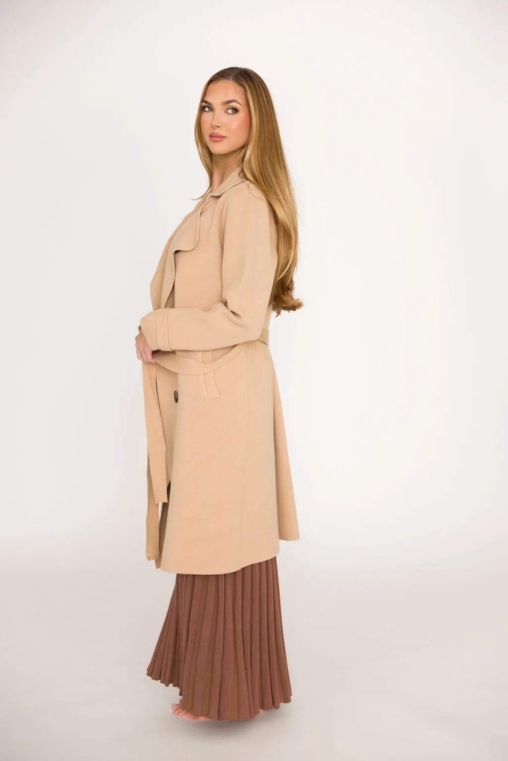 Cadenza Cashmere-Blend Peacoat in Camel *LUXURY ITEM*