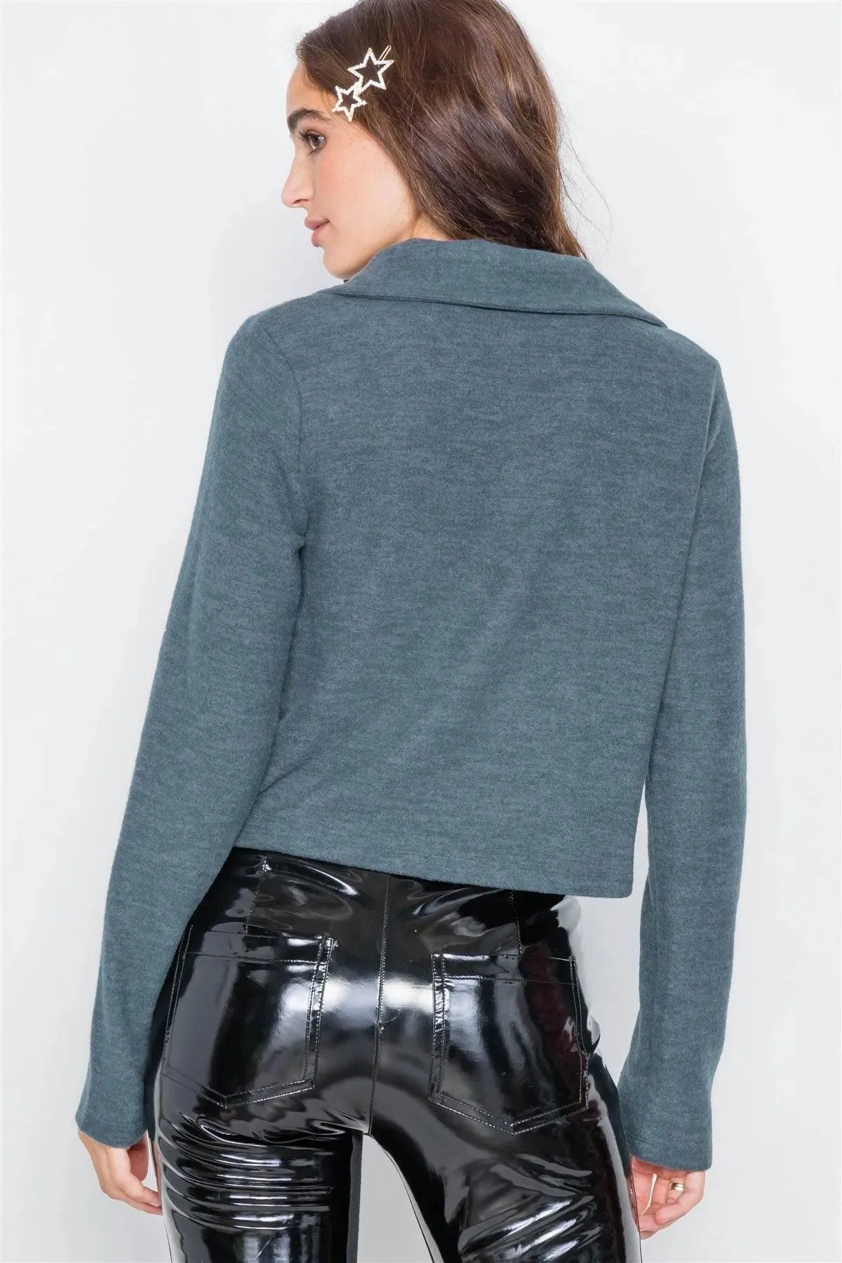 Charcoal Double Breasted Peacoat Crop Jacket  /2-2-2