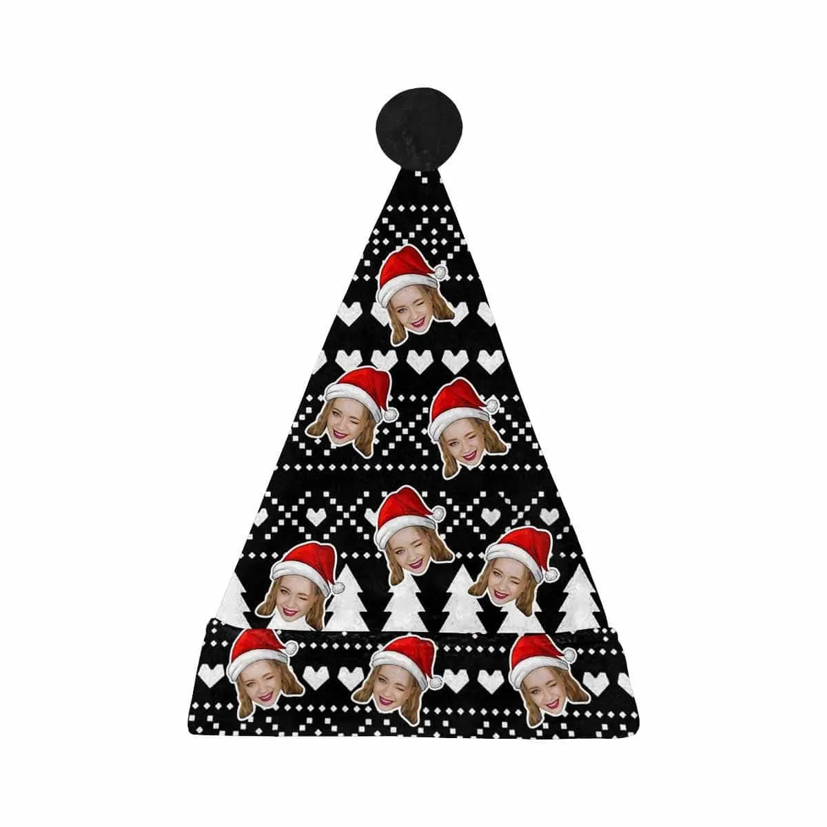 Custom Face Black Christmas Tree Santa Hat