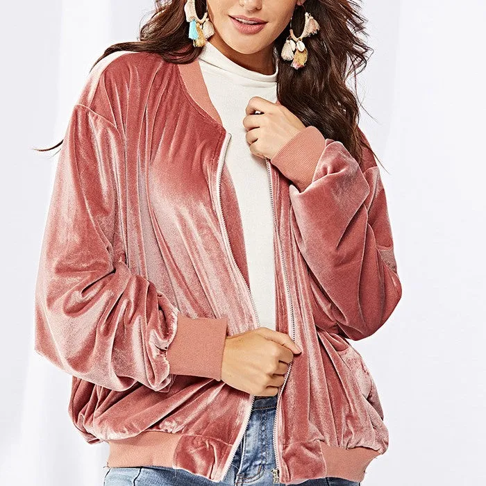 Fashion Velvet Long Sleeve Bat Sleeve Coat