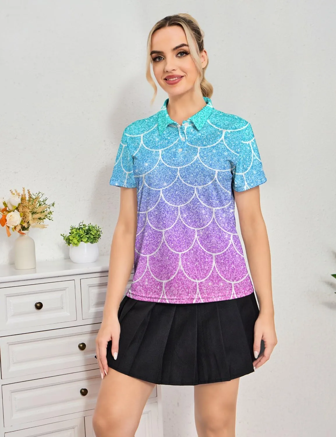 Golf Shirt for Womens - Performance Moisture Wicking Polo Shirts Quick-Dry Golf Polo Shirts
