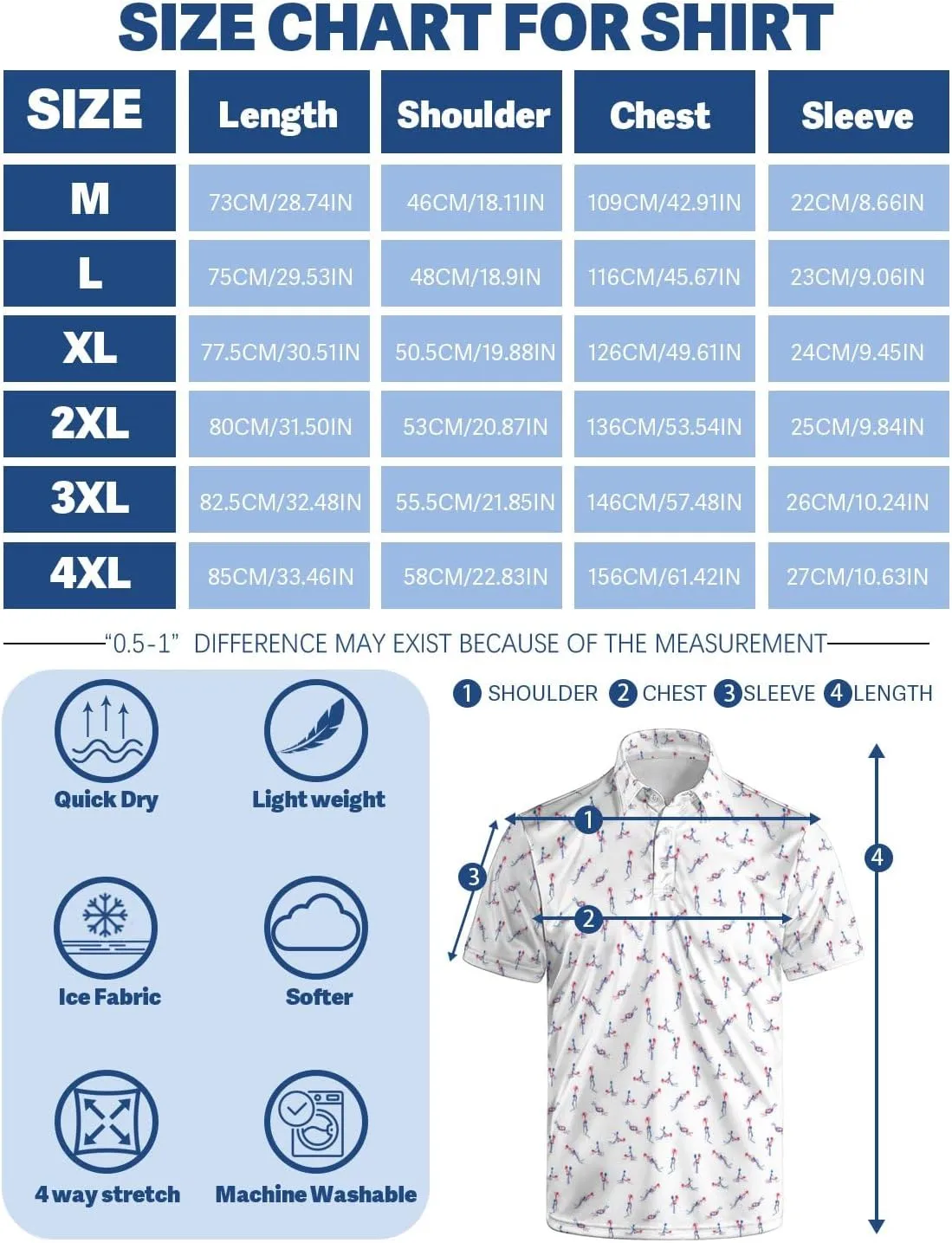 Golf Shirts for Men Funny Polo Short Sleeve Performance Moisture Wicking Quick Dry Mens Hawaiian Polo Shirt