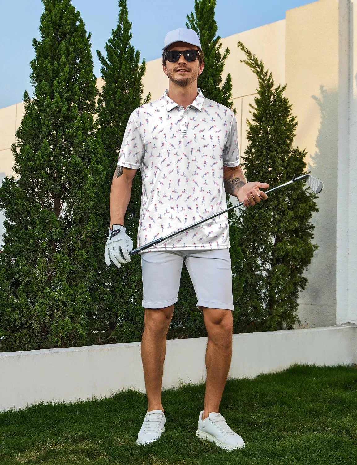 Golf Shirts for Men Funny Polo Short Sleeve Performance Moisture Wicking Quick Dry Mens Hawaiian Polo Shirt