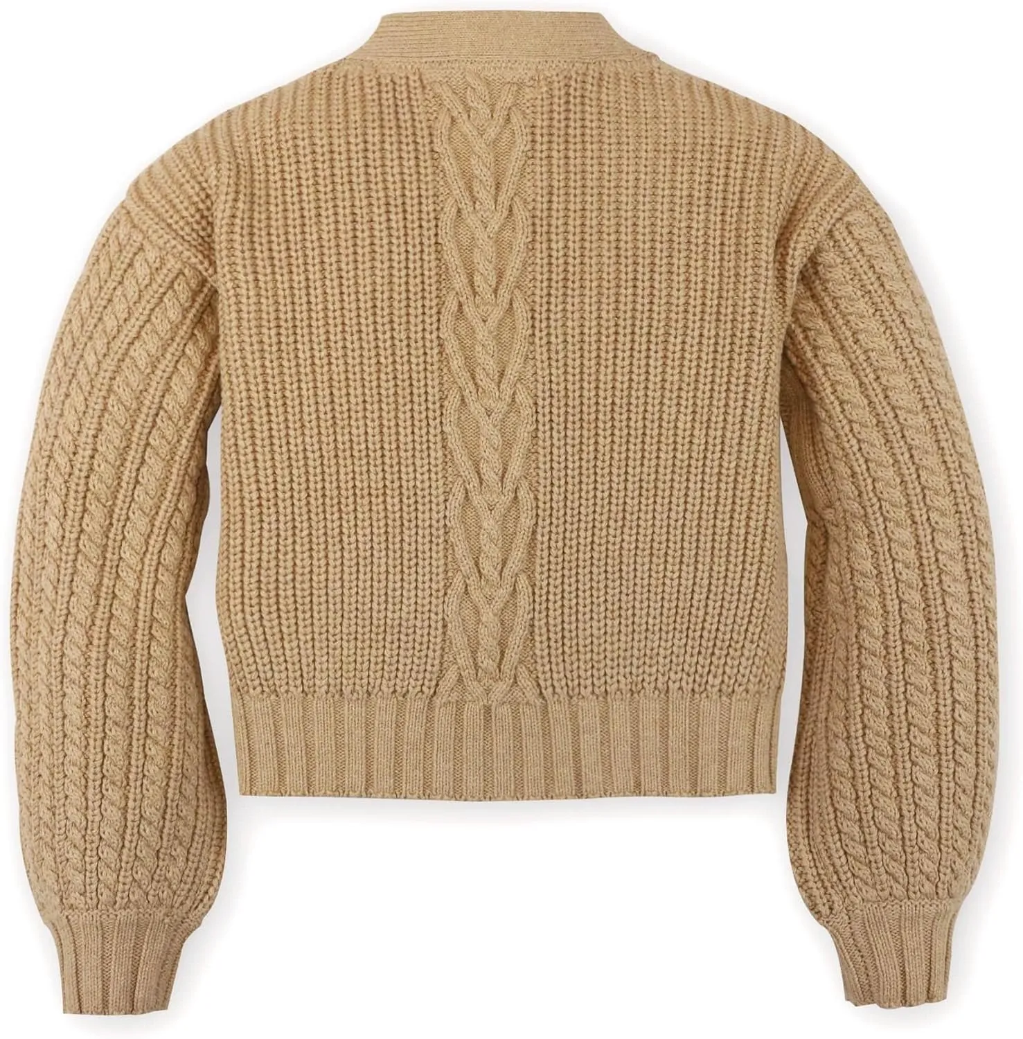 Hope & Henry Girls' Long Sleeve Fancy Cardigan Sweater with Stripe Trim