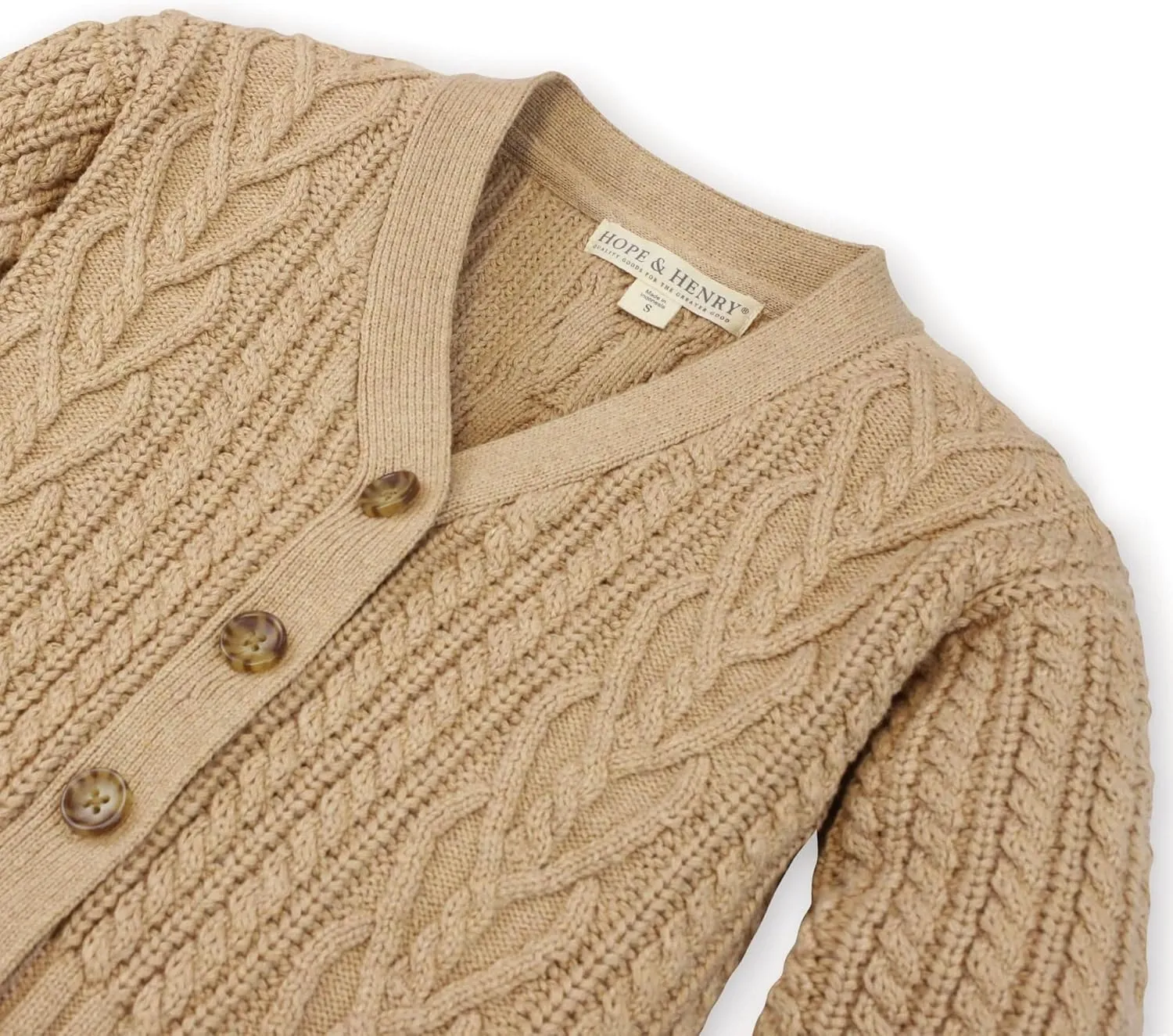 Hope & Henry Girls' Long Sleeve Fancy Cardigan Sweater with Stripe Trim
