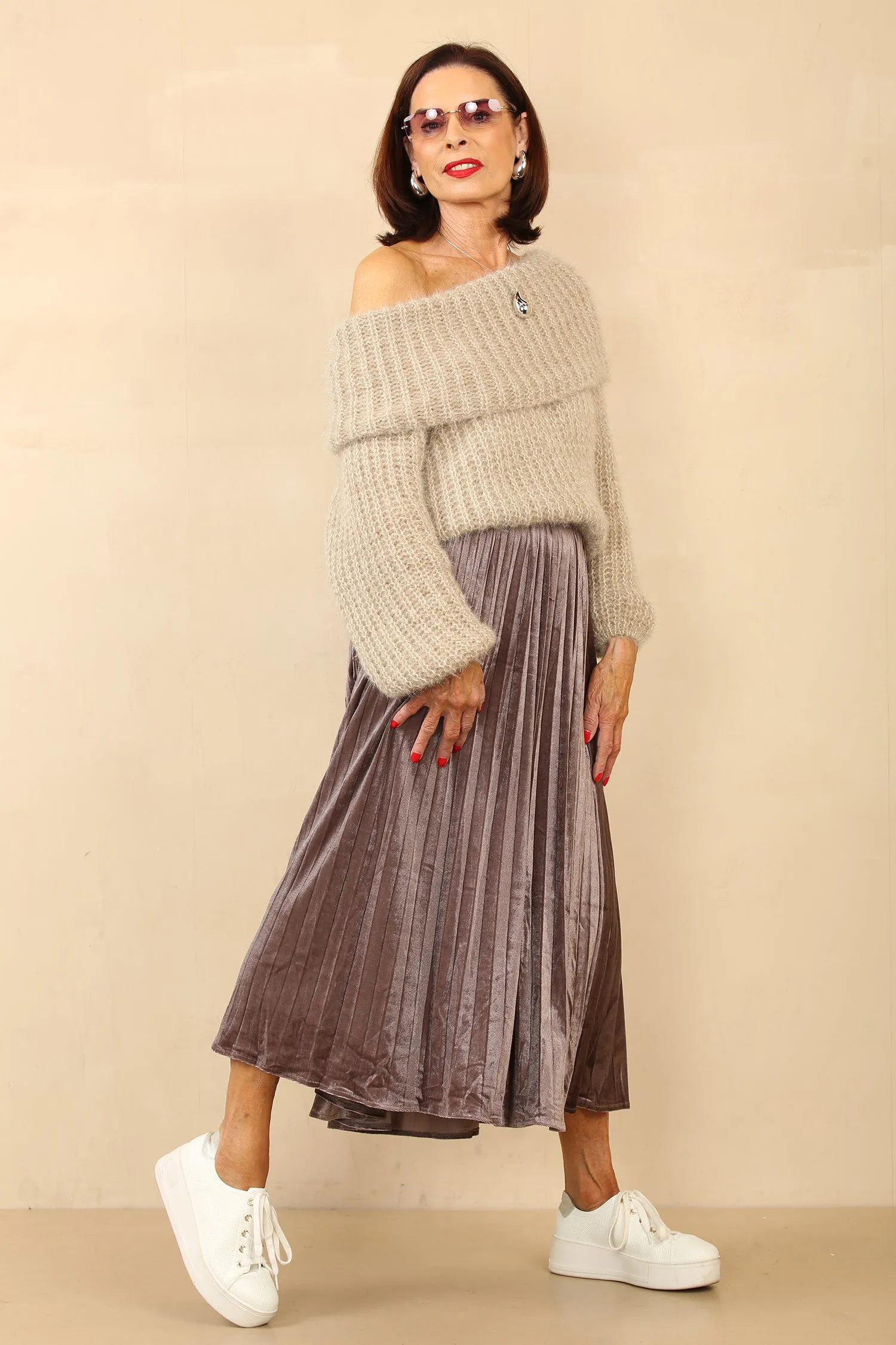 LINA VELVET SKIRT - BLUSH