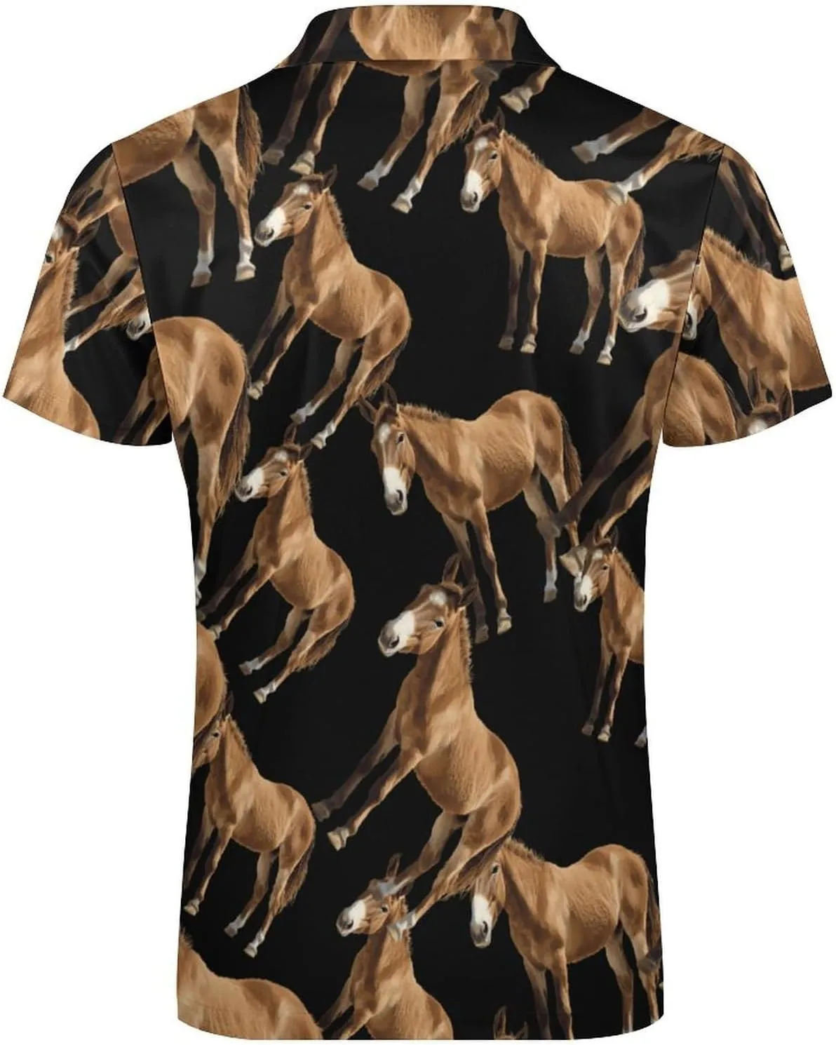 Mule Horse Trendy Polo Shirts for Men Short Sleeve Lapel Collar Zipper T-Shirts Outdoor Sports