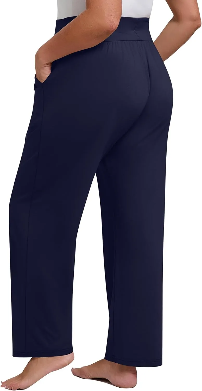 Neer 3 Pack Women's Plus Size Lounge Pants, Wide Leg Yoga Pants Baggy Drawstring Sweatpants with Pockets Casual Loose Jogger