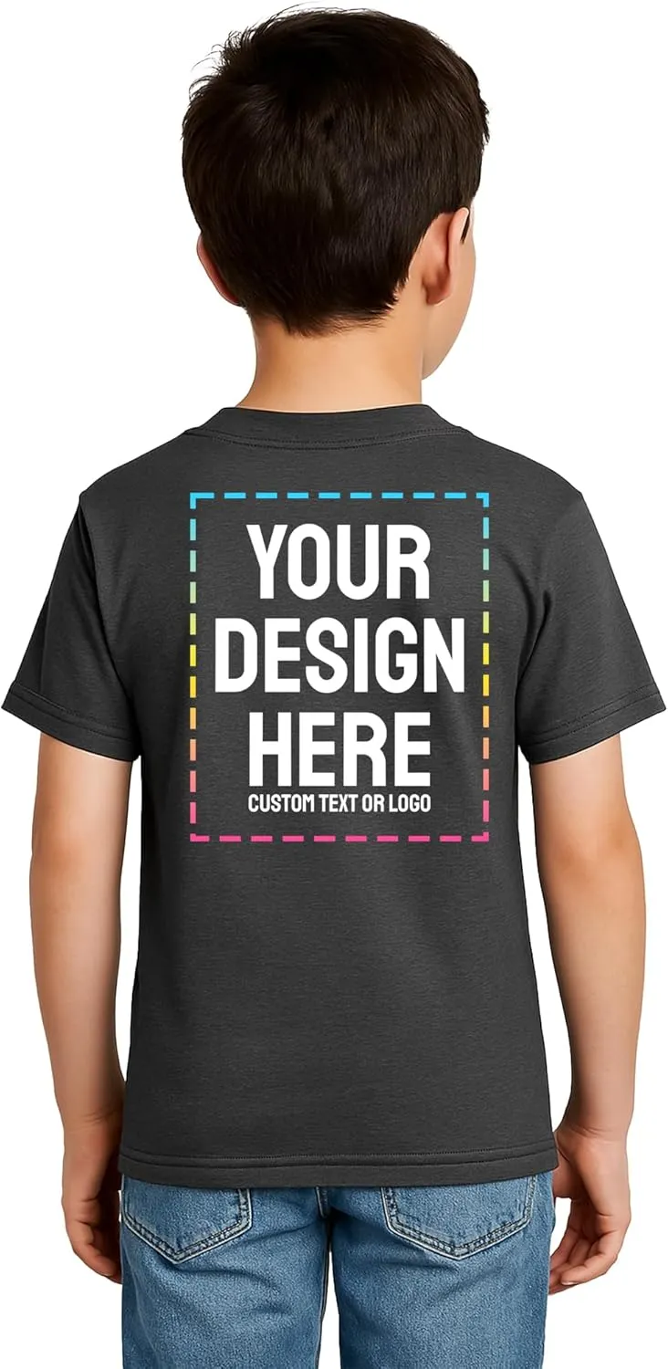 Personalized Kids T-Shirt Print with Text, Image or Logo - Custom DTF Printed Cotton Tees - Design Your Own Shirt for Kids