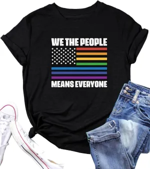 Pride Ally Shirt Women: LGBTQ Rainbow Lesbian Bisexual Equality USA Flag Tshirt Funny Graphic Short Sleeve Summer Tops