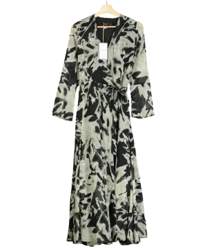 Religion Black Flash Print Wrap Maxi Dress UK XS