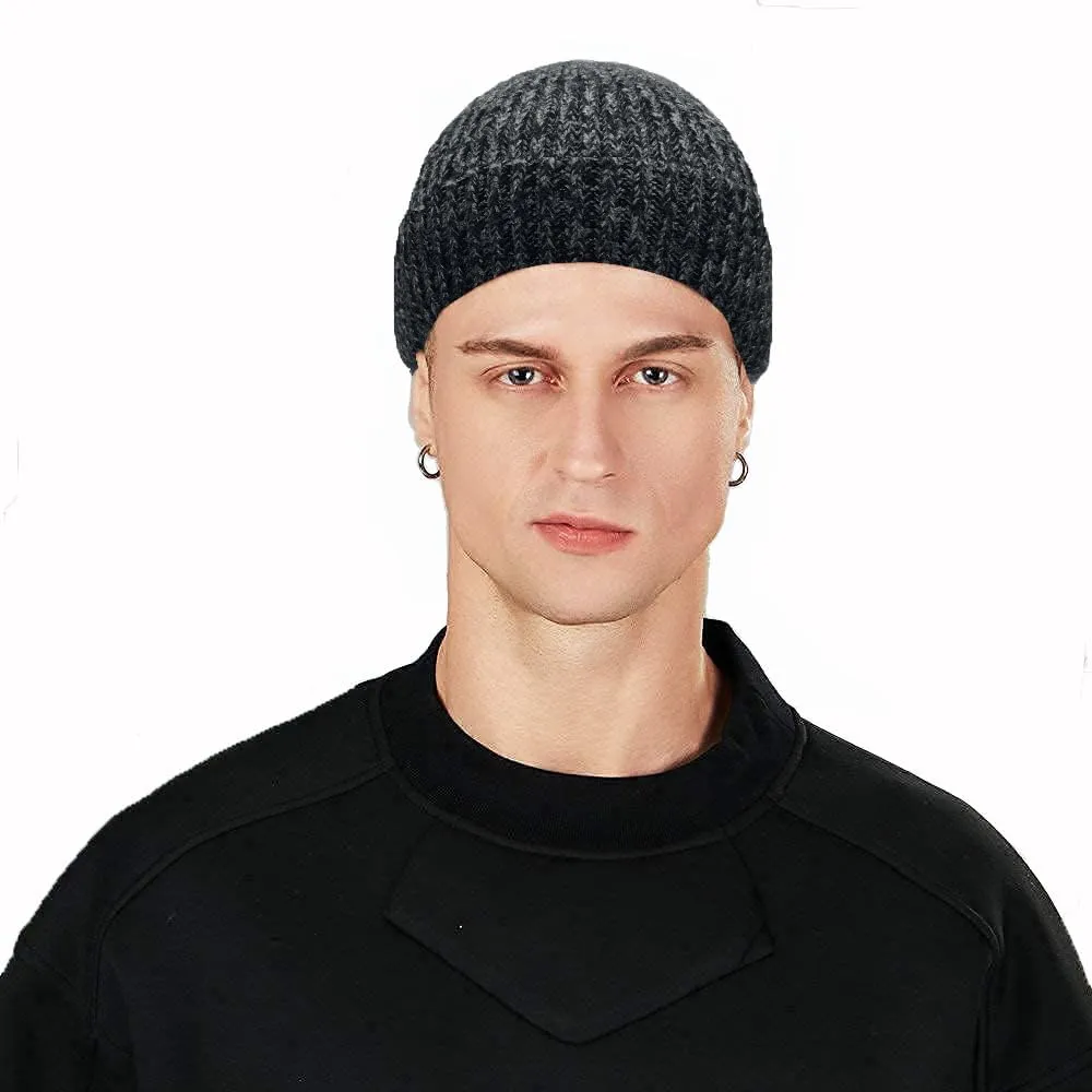 ROYBENS Swag Wool Knit Cuff Short Fisherman Beanie for Men Women, Winter Warm Hats