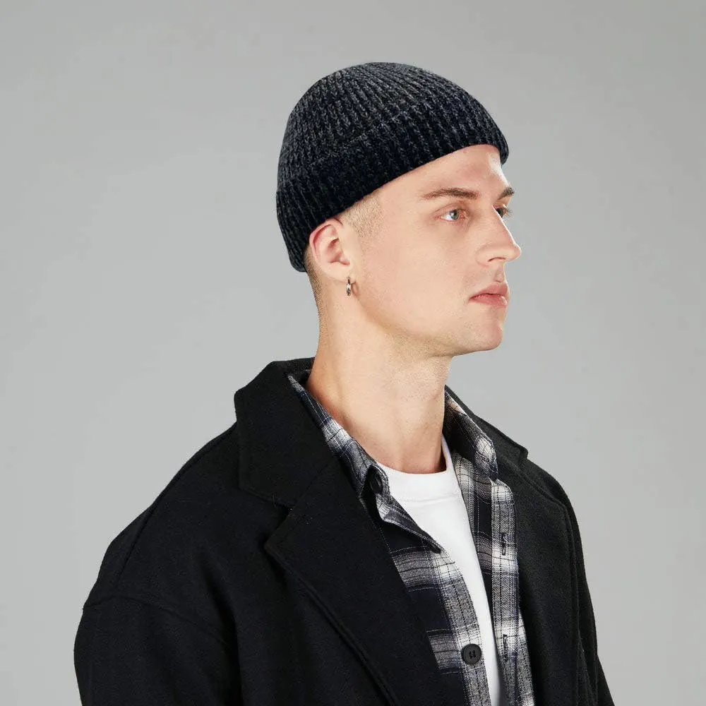 ROYBENS Swag Wool Knit Cuff Short Fisherman Beanie for Men Women, Winter Warm Hats