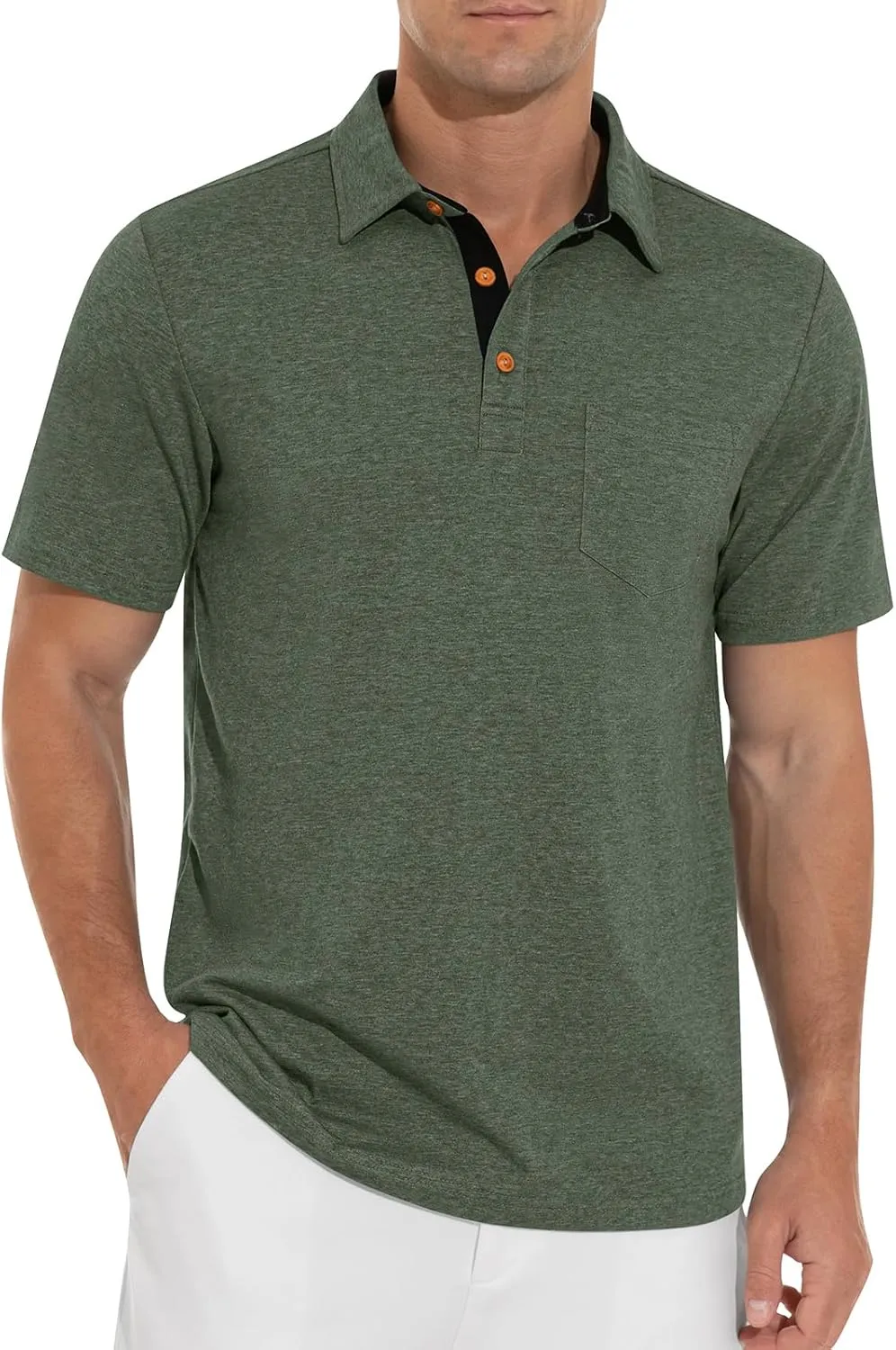 RQP Casual Polo Shirts for Men Short Sleeve Quick Dry Polo Shirts Collared T-Shirt