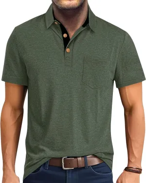 RQP Casual Polo Shirts for Men Short Sleeve Quick Dry Polo Shirts Collared T-Shirt