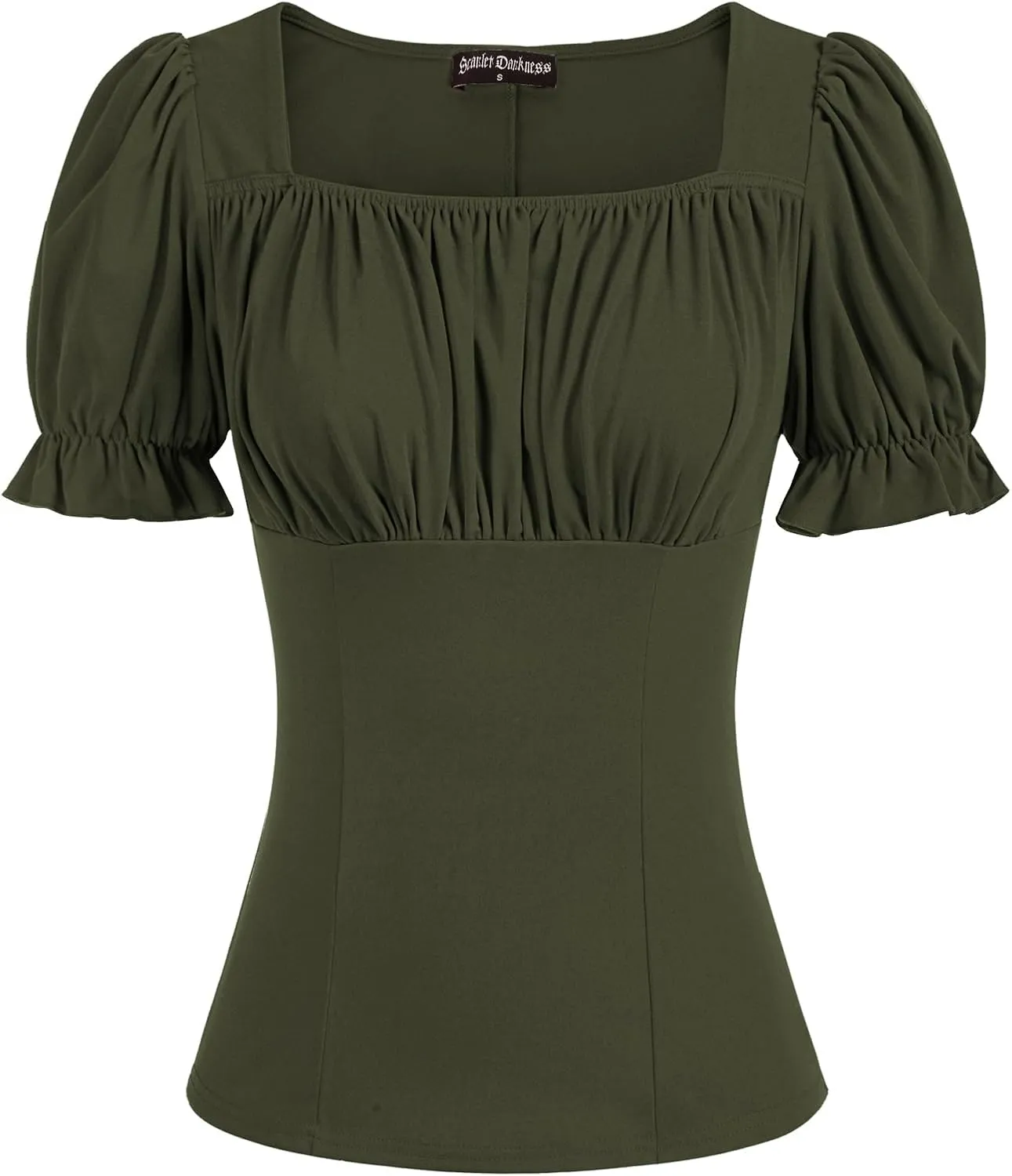 Scarlet Darkness Women's Renaissance Shirt Puff Sleeve Square Neck Vintage Blouse