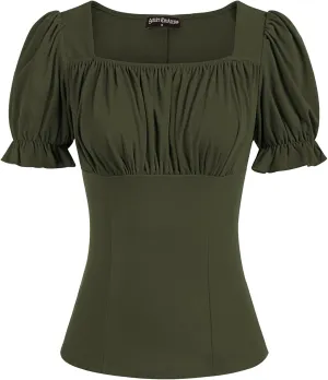 Scarlet Darkness Women's Renaissance Shirt Puff Sleeve Square Neck Vintage Blouse