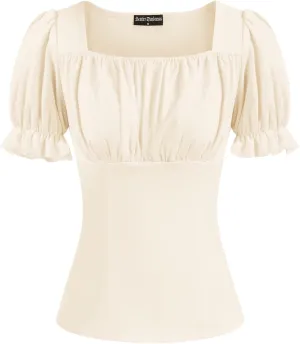 Scarlet Darkness Women's Renaissance Shirt Puff Sleeve Square Neck Vintage Blouse