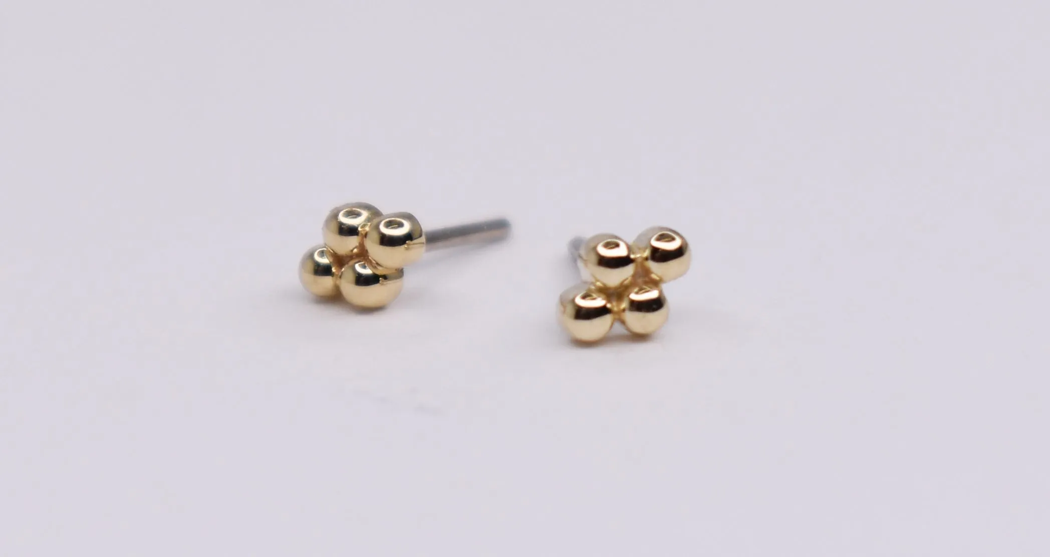 Threadless end 14Kt -Beaded quad. VERY POPULAR, DELICATE looking
