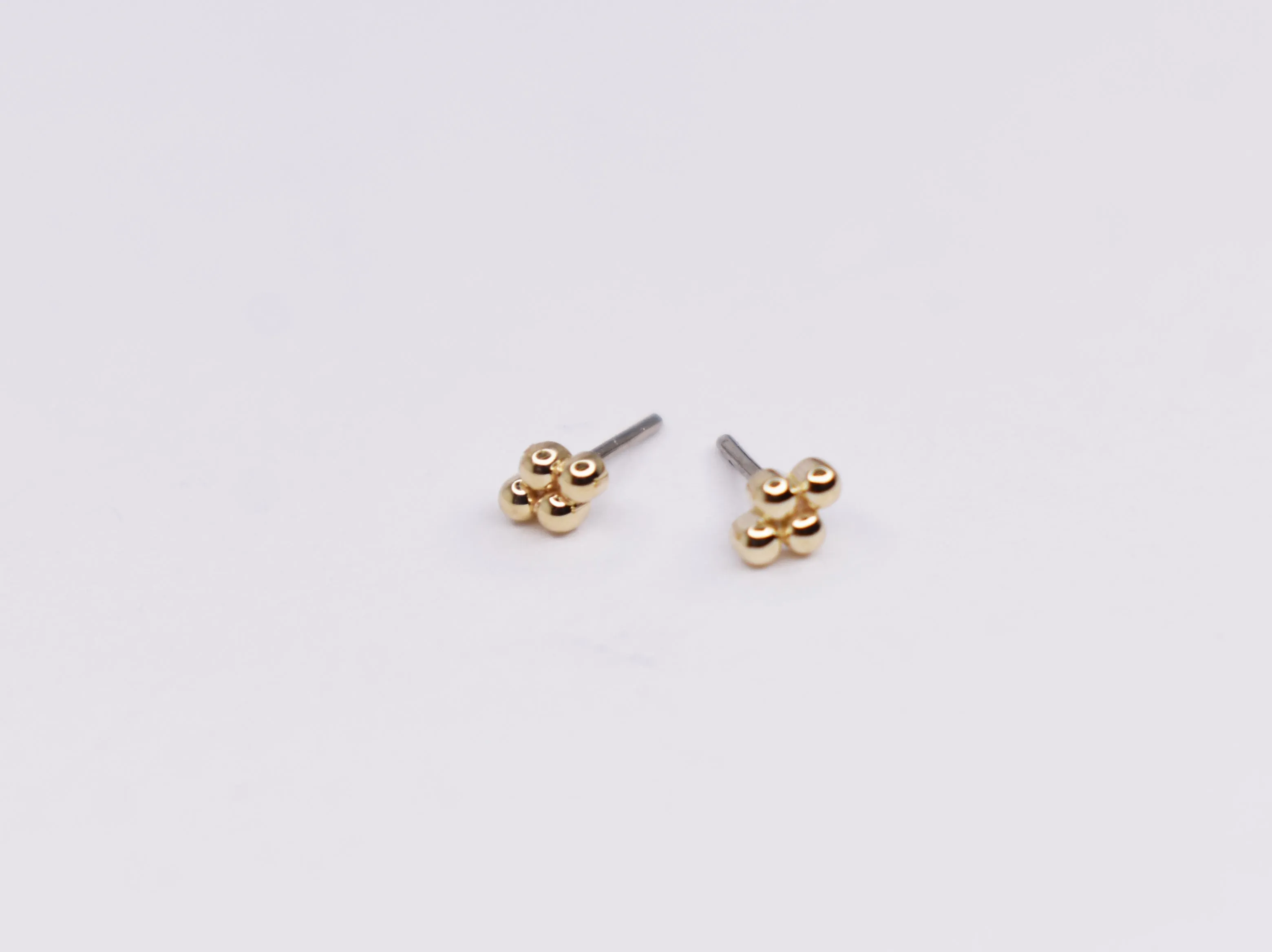 Threadless end 14Kt -Beaded quad. VERY POPULAR, DELICATE looking