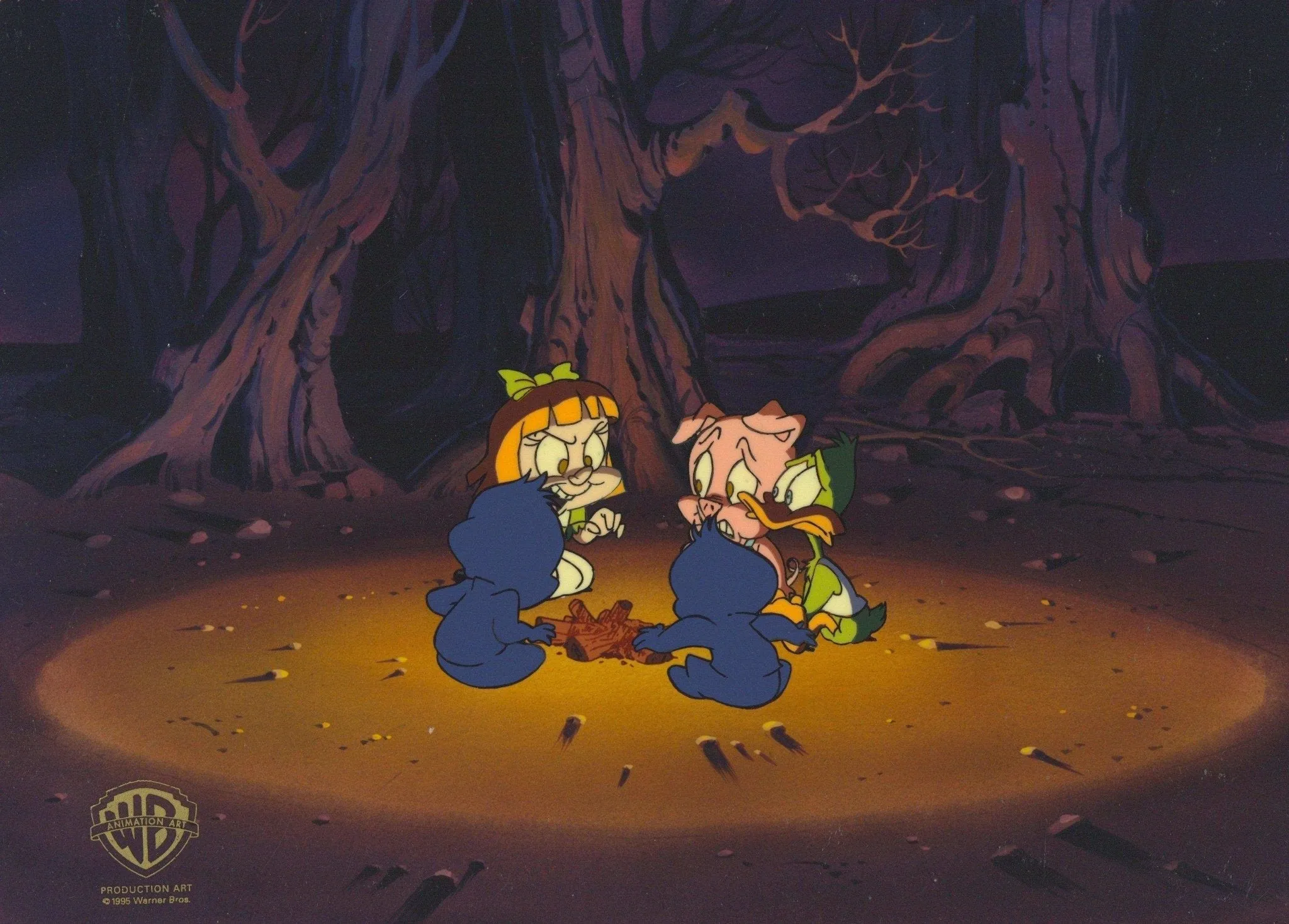 Tiny Toons Original Production Cel: Elmyra, Hamton J. Pig, and Plucky Duck
