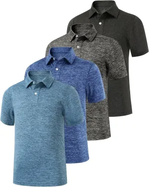 Ullnoy Boys Short Sleeve Polo Shirt Moisture Wicking Golf Shirt Kids School Camp Uniform Shirts Boys 4 Pack