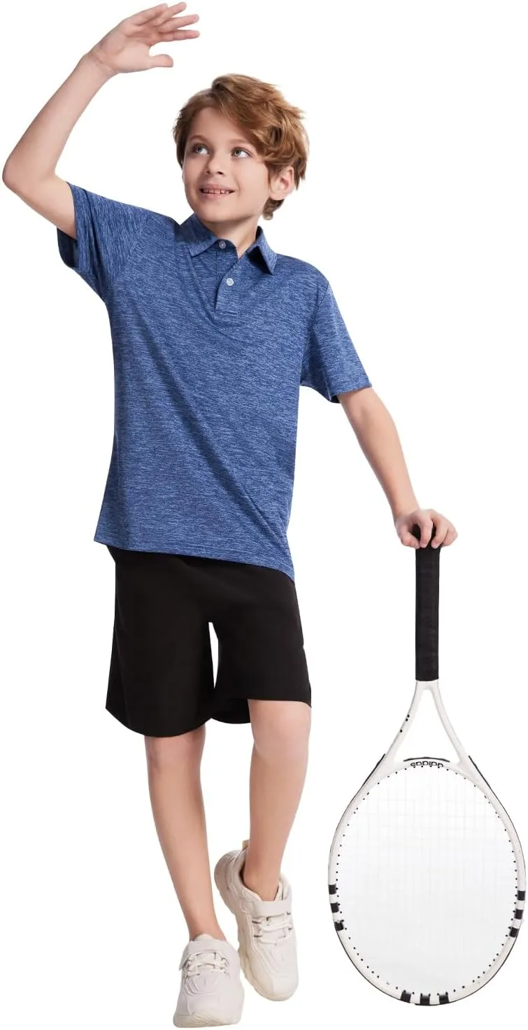 Ullnoy Boys Short Sleeve Polo Shirt Moisture Wicking Golf Shirt Kids School Camp Uniform Shirts Boys 4 Pack